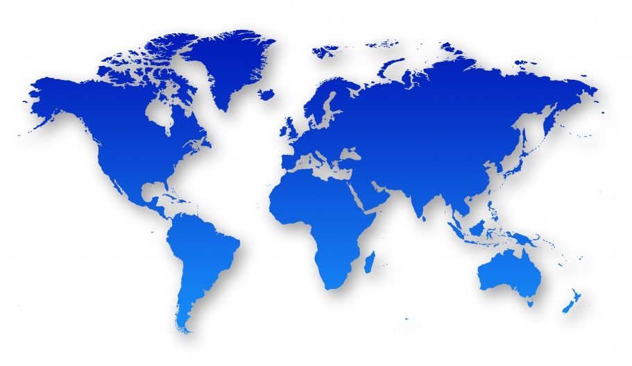 Blue world map for international chiller company