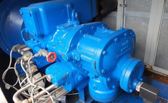 Chiller compressor failure of blue Grasso in enclosure