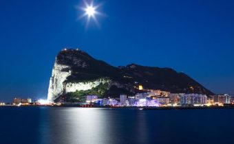 The rock of Gibraltar at night where chiller maintenance is being carried out